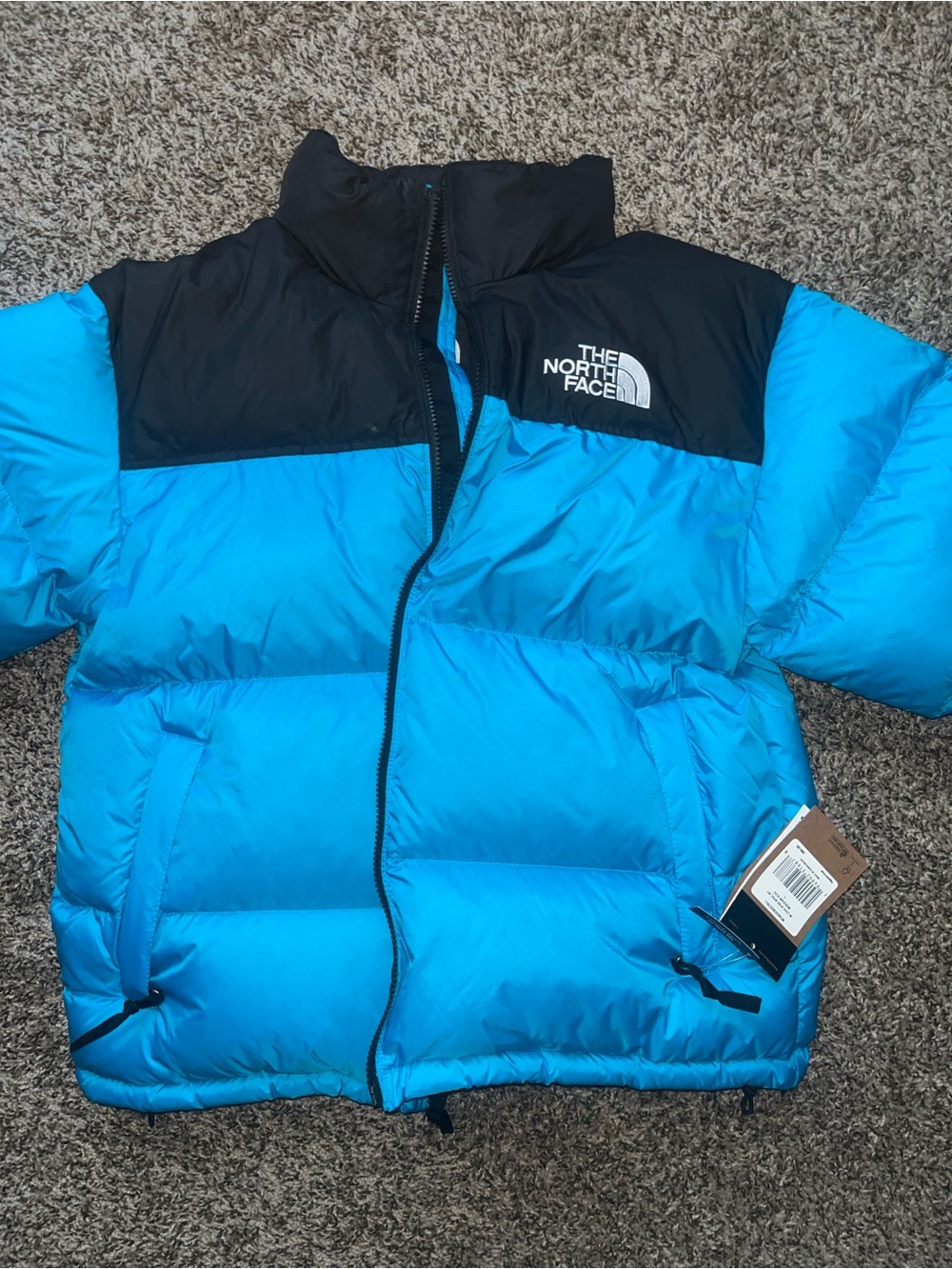 The North Face Bright Blue and Black Puffer Jacket
